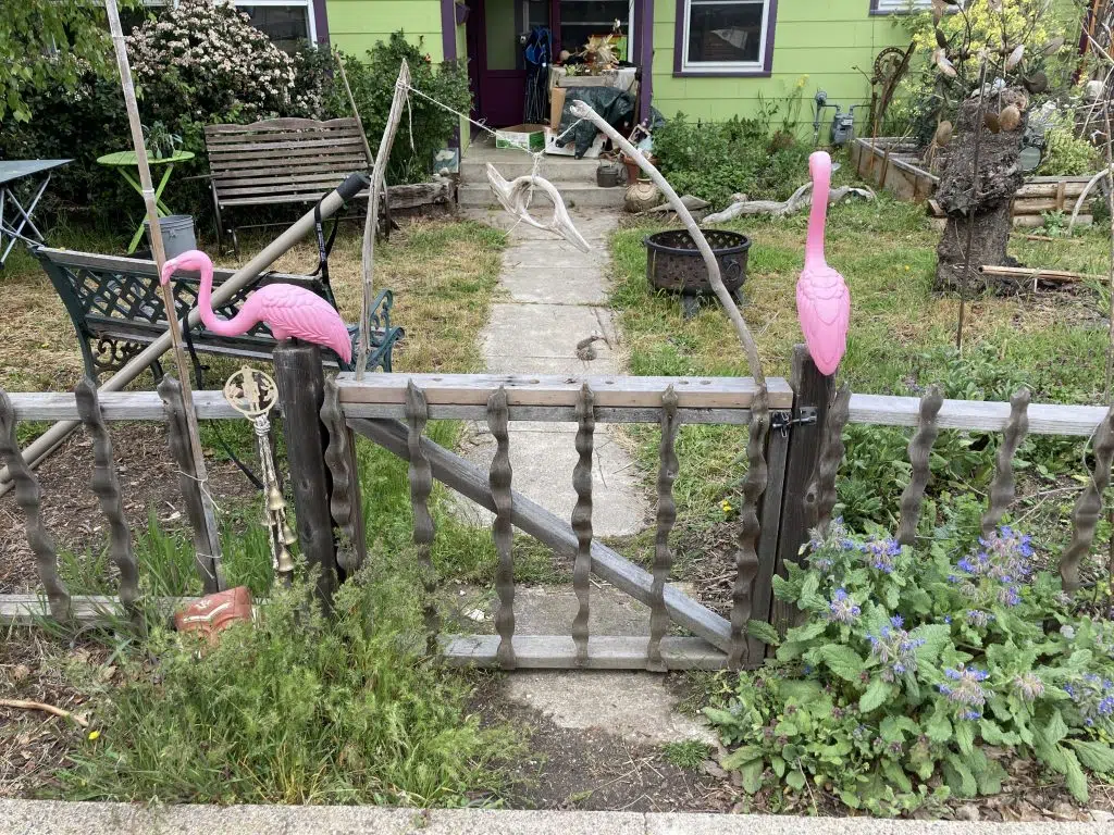 Yard art on Parker Street.
