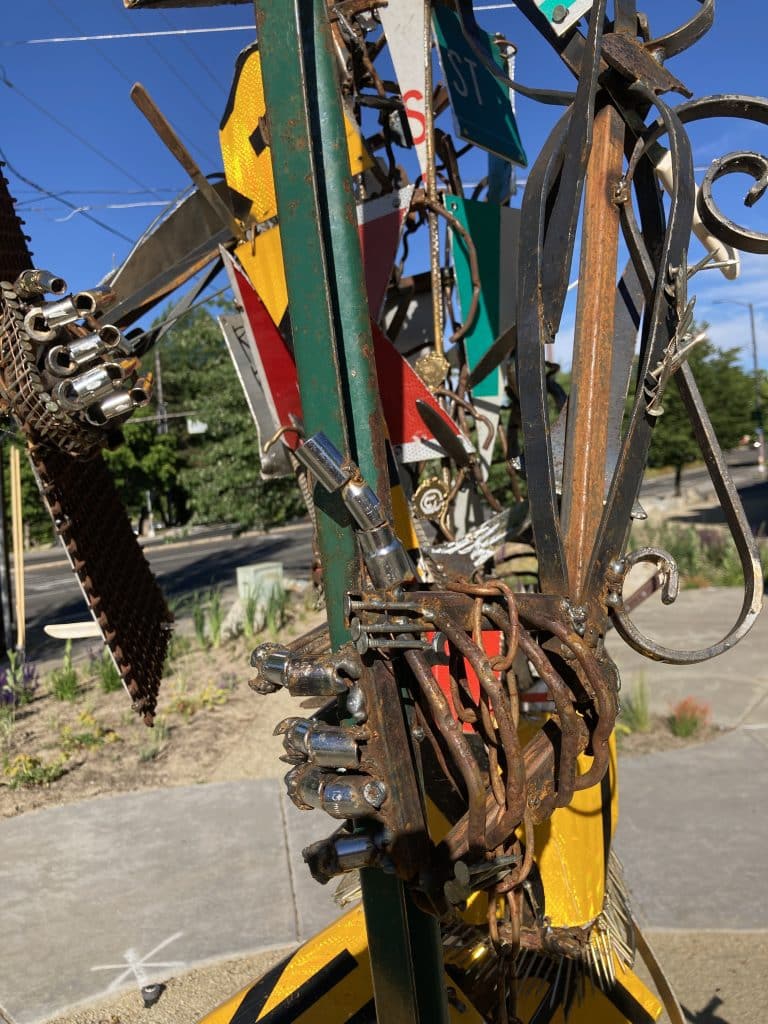 Detail of piece by artist Carli Lamberto. Title: ROADKiLL.