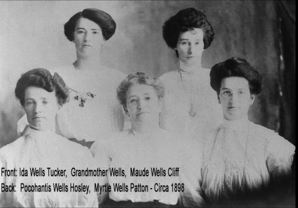 Pocahontas Wells Hosley, granddaughter of Martha and Giles Wells, and family members.