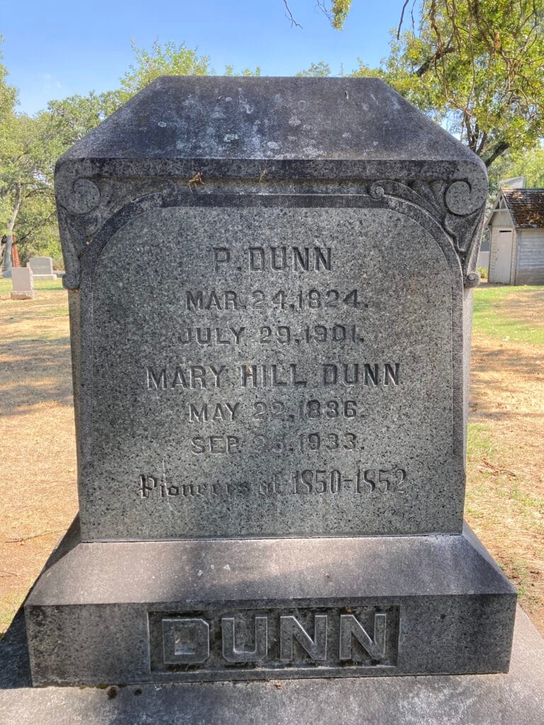 Patrick and Mary Hill Dunn grave marker, at Ashland Cemetery by East Main Street.