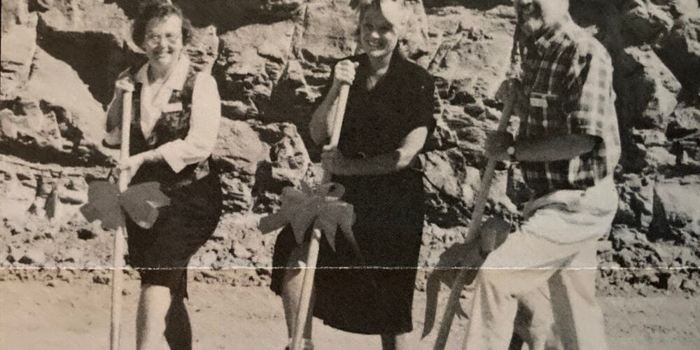 Madeline Hill, Mayor Cathy Golden and Larry Medinger at the phase 2 groundbreaking in 1996.