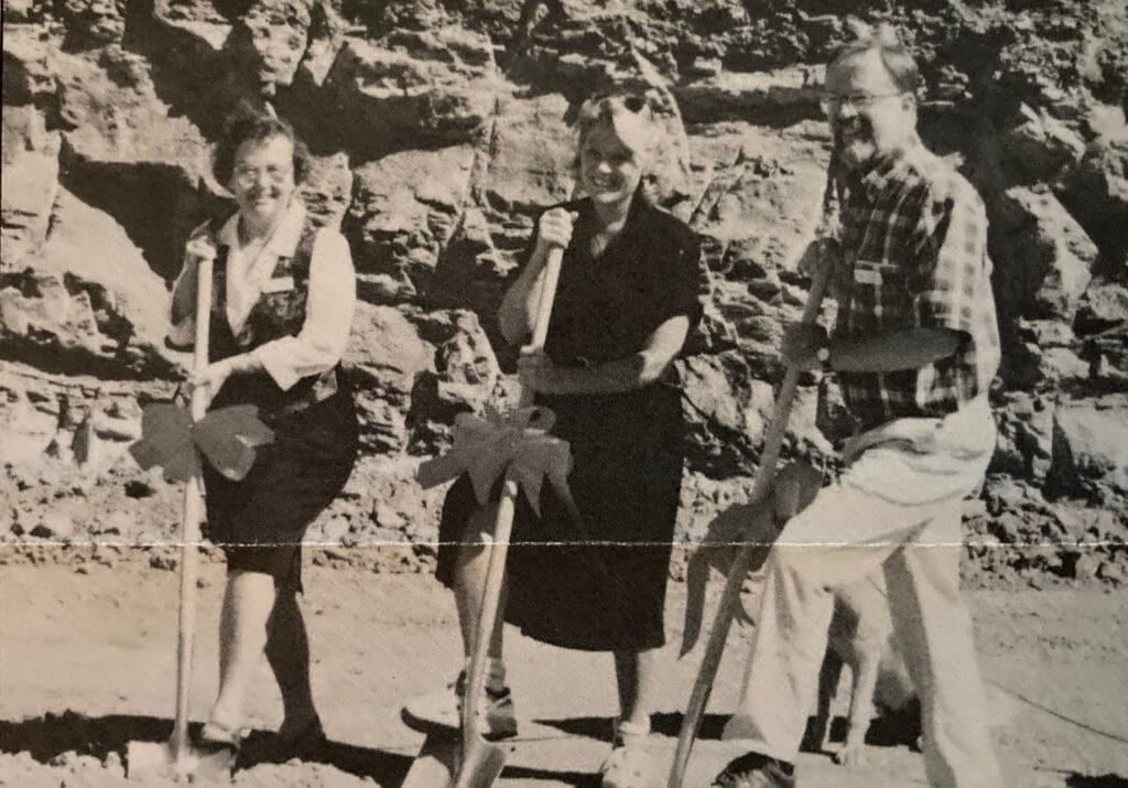 Madeline Hill, Mayor Cathy Golden and Larry Medinger at the phase 2 groundbreaking in 1996.