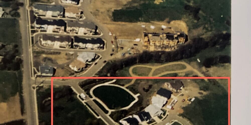 Aerial view of Mountain Meadows in 1998, with Phase 1 in box