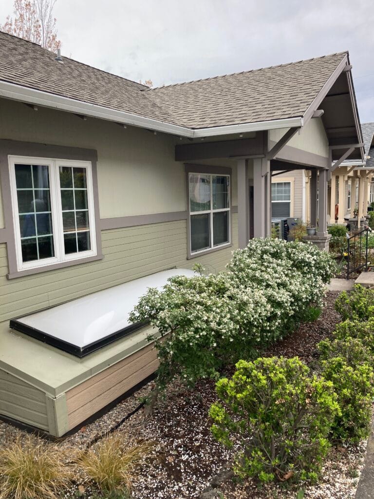 Here is the skylight Madeline Hill pointed out to me as I walked Boulder Creek Lane with her. This skylight brings light into the house on the downhill side of Boulder Creek Lane.