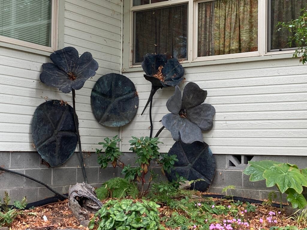 This yard art along Meadowlark Way looks like prehistoric plants!