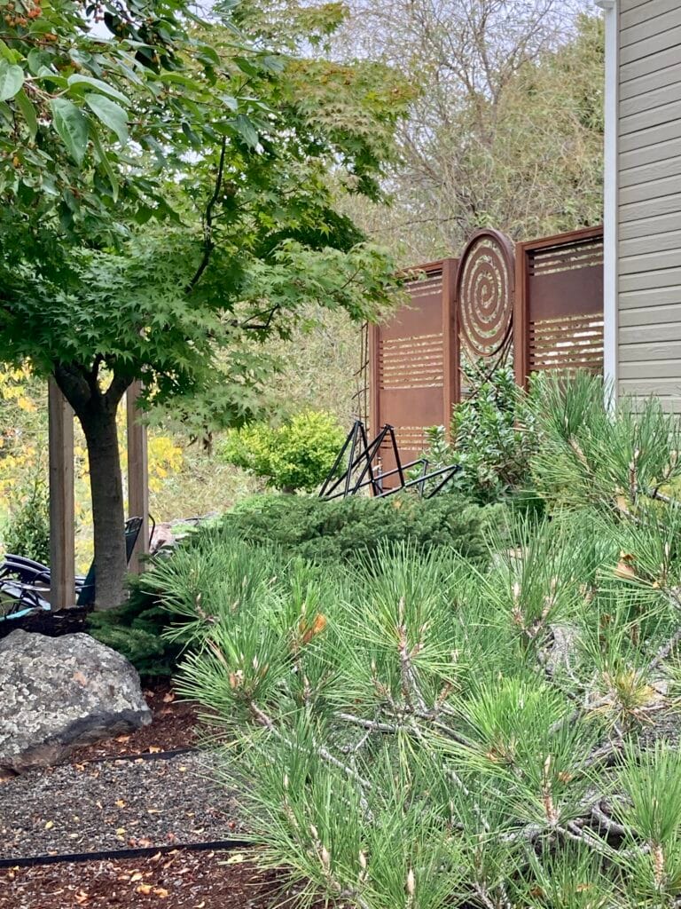 Spiral gate yard art at 735 Meadowlark Way.
