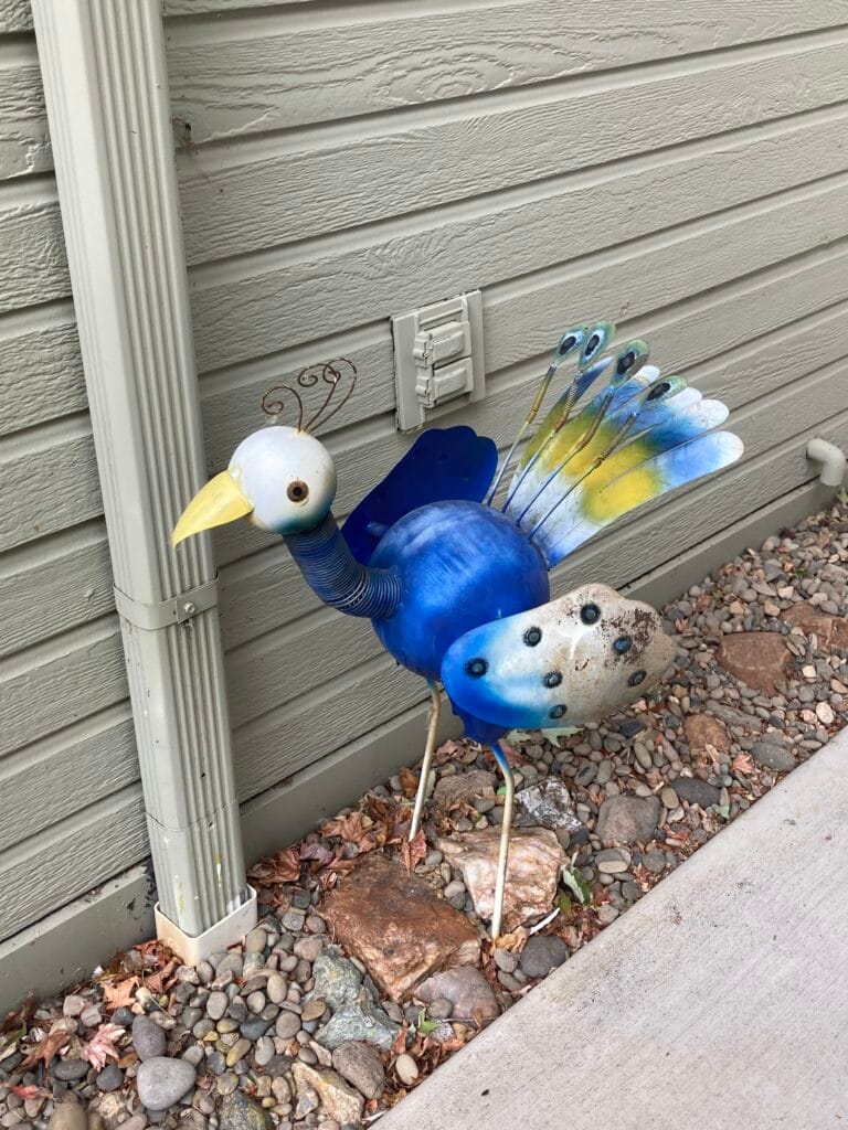 Whimsical yard art on Boulder Creek Lane.
