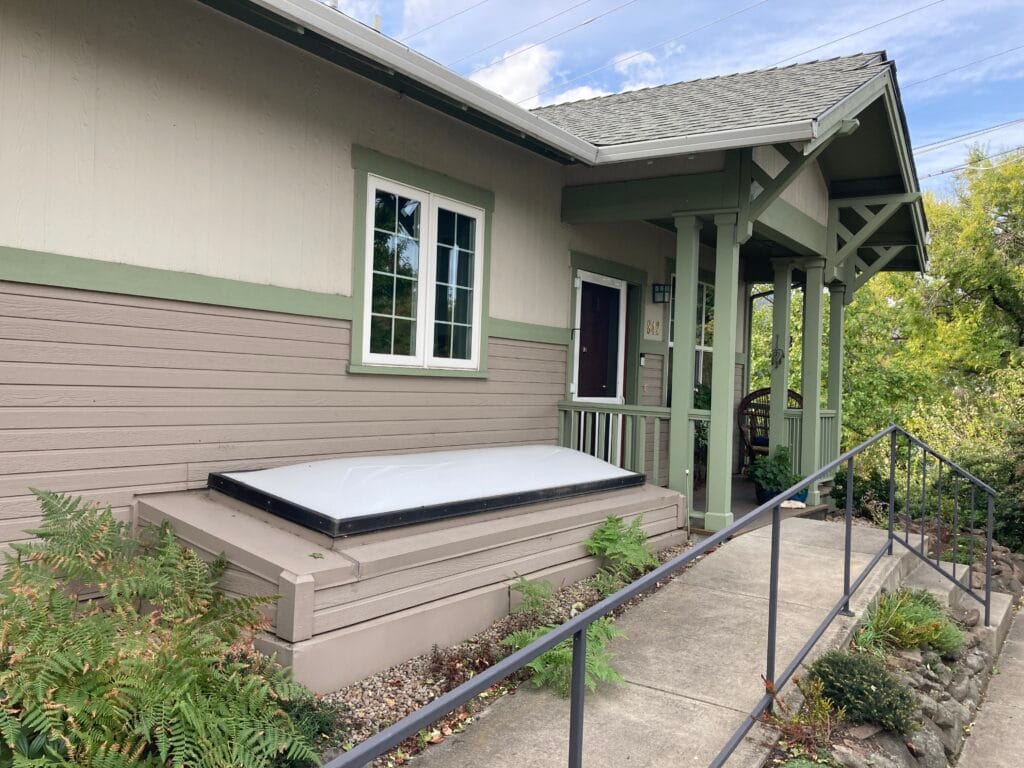Here is another skylight, which brings light to the kitchen of the house below this one facing south.