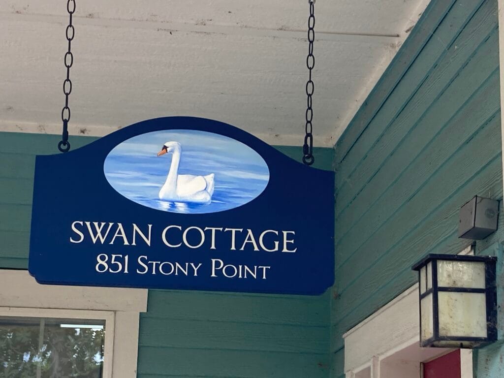 Lovely art welcomes the visitor to this house on Stony Point.