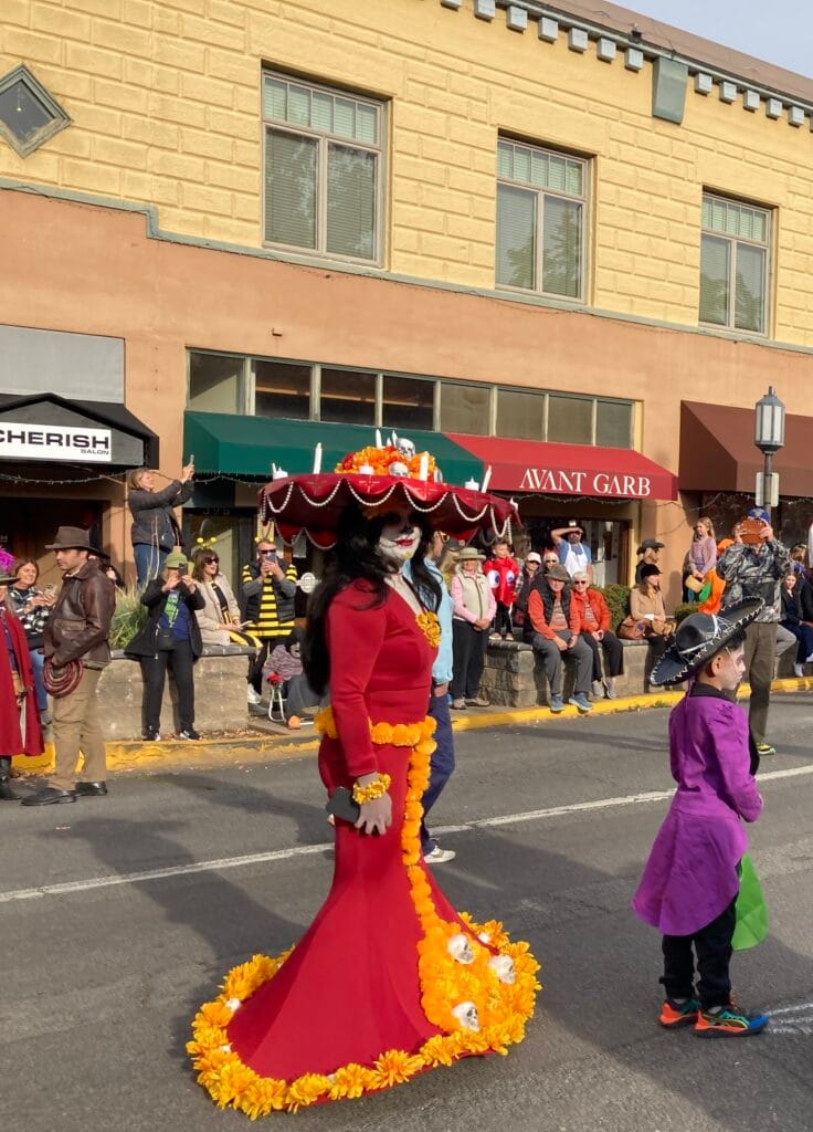 Ashland Children's Halloween parade 2025 - Dramatic Dia de los Muertos costume.