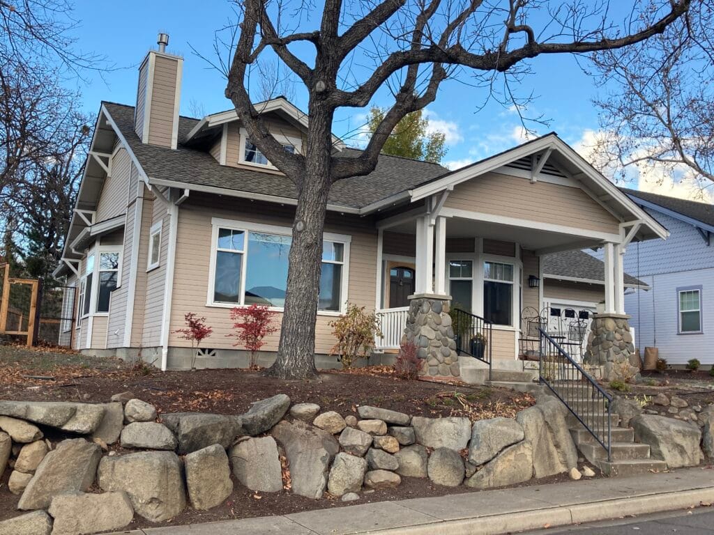 621 Nepenthe Road, the first house built at Mountain Meadows. Photo taken in November 2025.