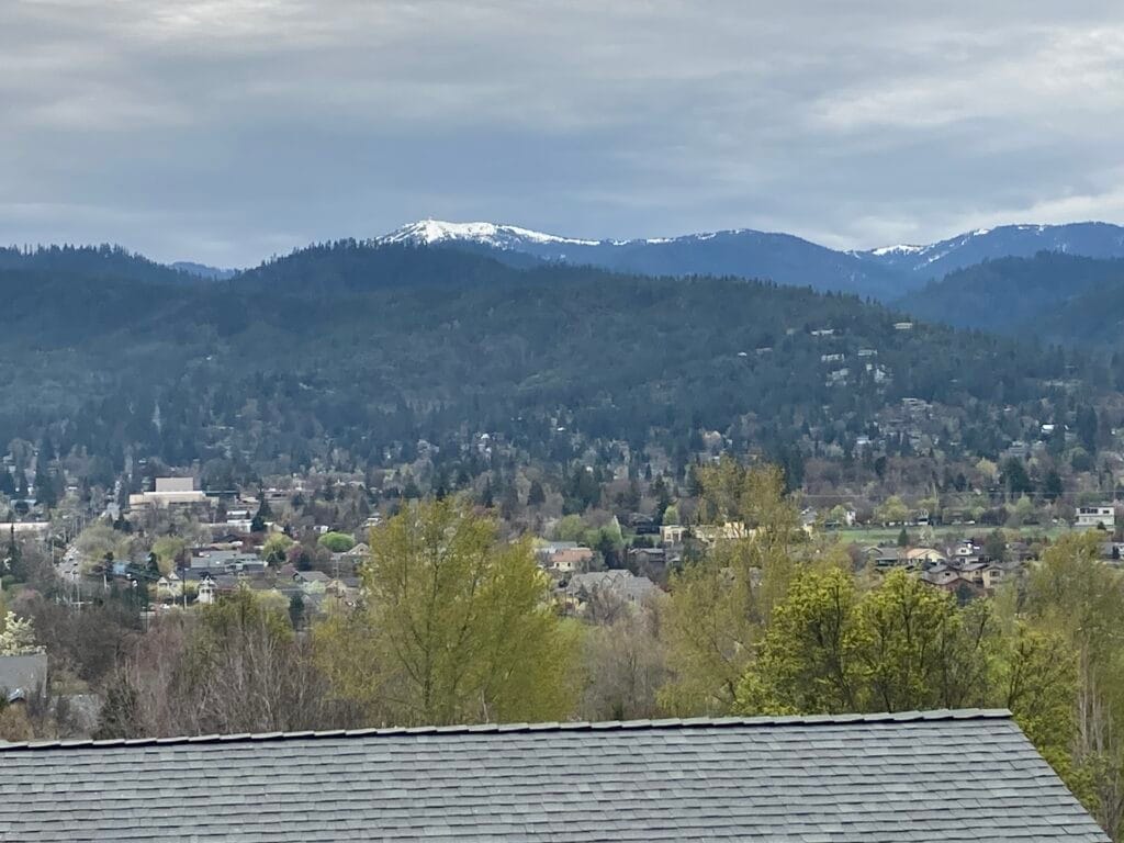Here is a springtime view of Mt. Ashland from the Clubhouse balcony