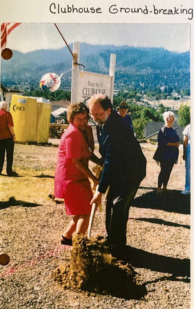 Madeline Hill and Larry Medinger at the Clubhouse ground-breaking on July 22, 1999.