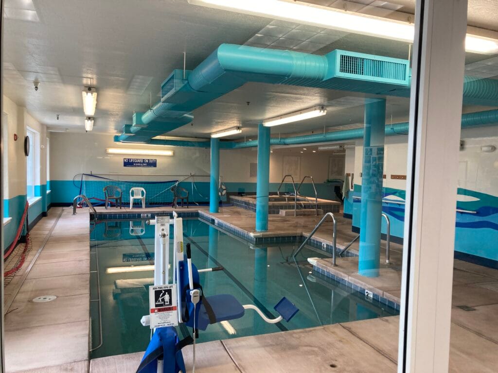 Swimming pool and spa in the Clubhouse Fitness Center.