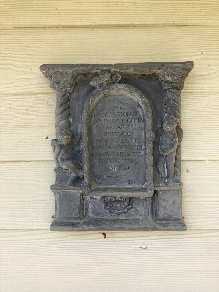 Garden art on the shed by Kitchen Creek Community Garden.