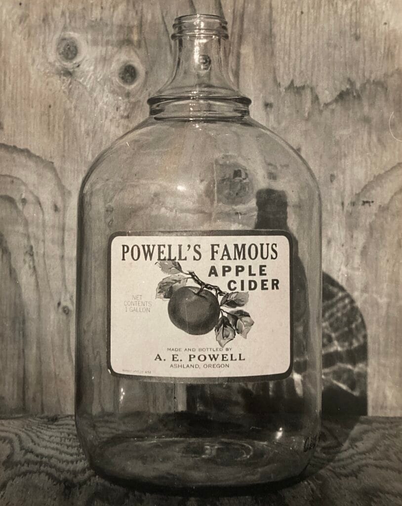 Powell’s Famous Apple Cider, gallon bottle.